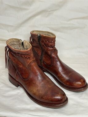 BED|STU Craven Women's Brown Leather Ankle Bootie Fringe Western US 8.5 EU 38.5